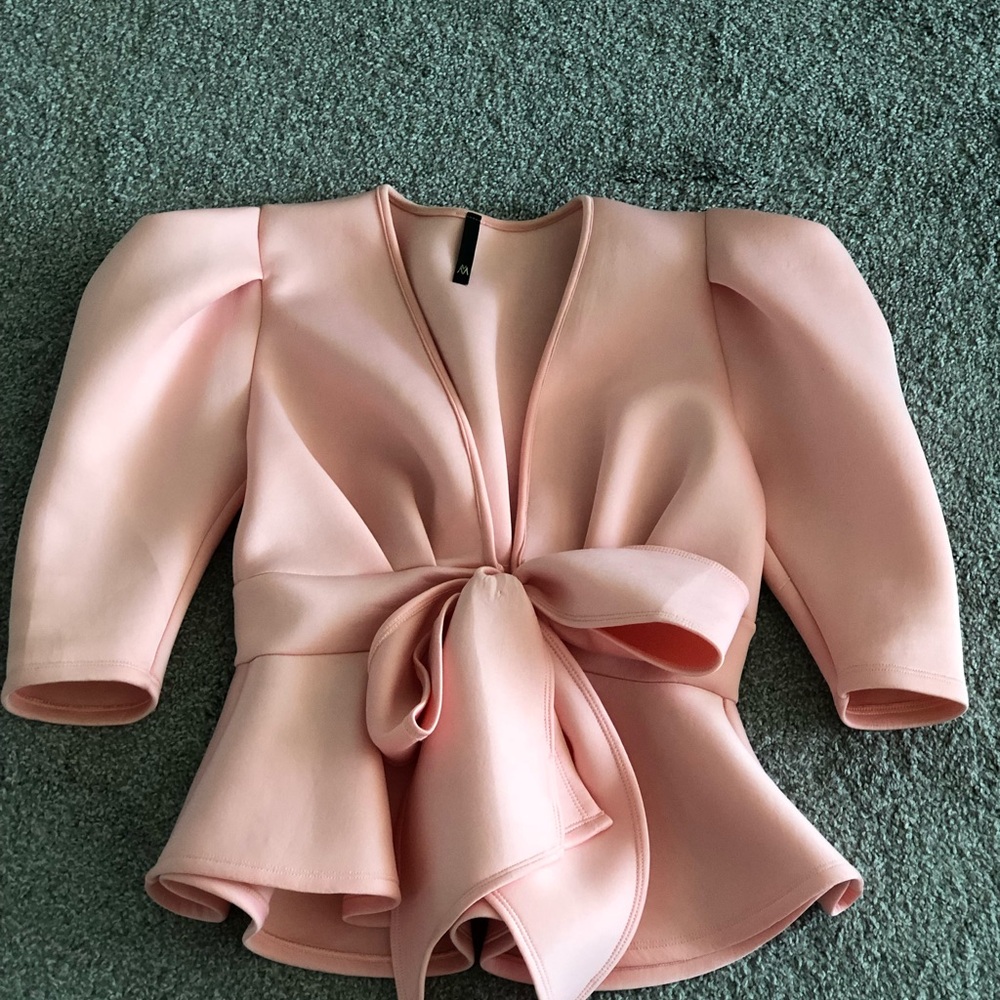 Pink Peplum Top with Bow